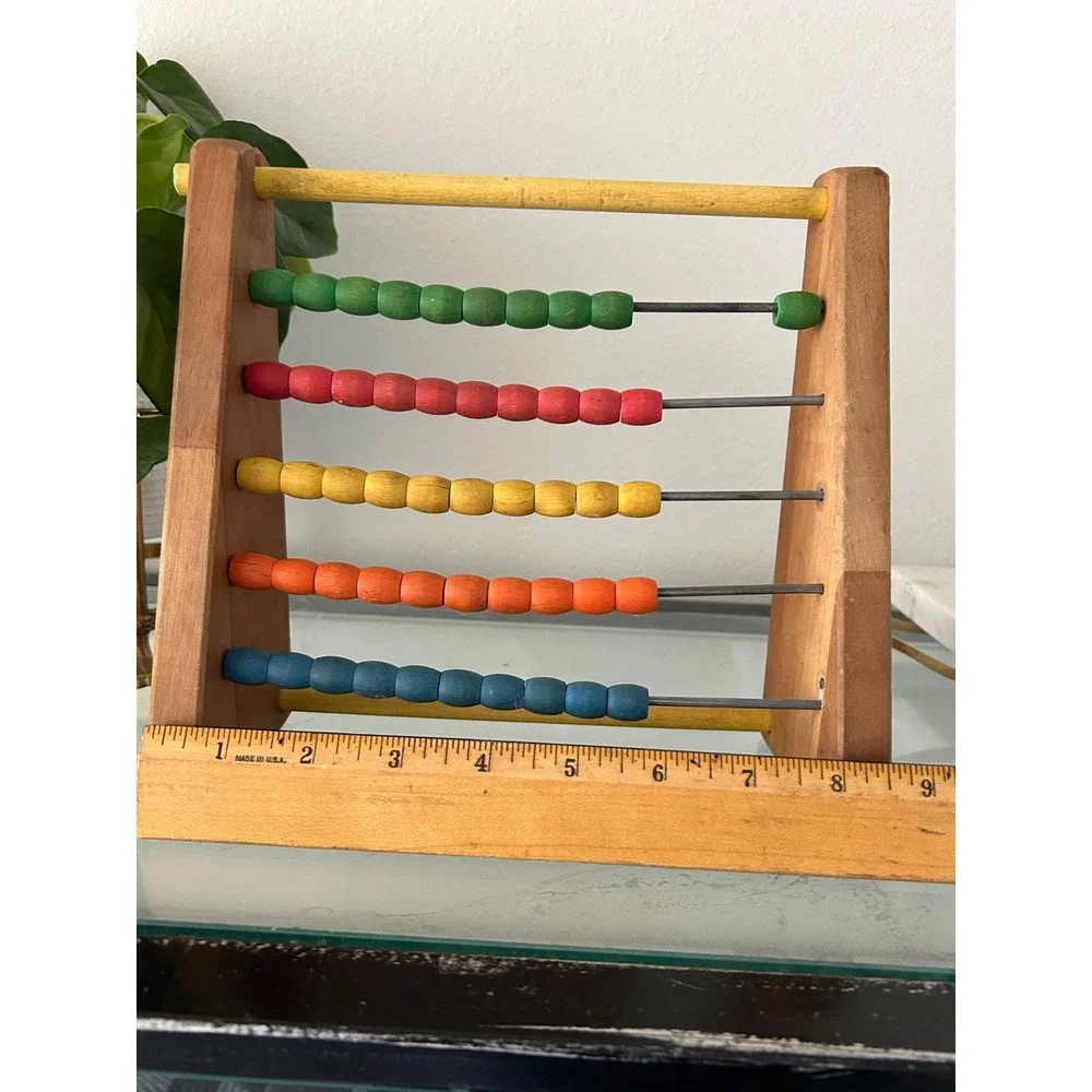 Vintage Sandberg Wooden Abacus with Colorful Beads